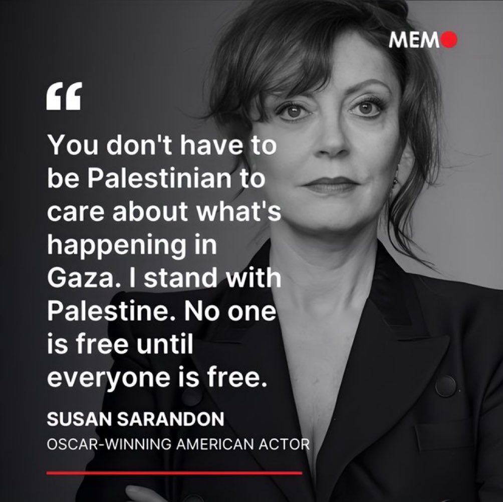 Susan Sarandon for Palestine over the Zionist State.
